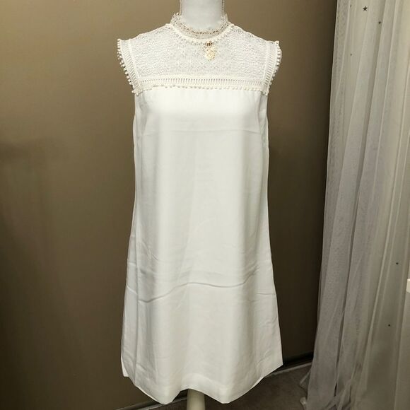Ted Baker Carsey Crocheted Lace Yoke Shift Dress Ivory TB3 US8 - Picture 2 of 13